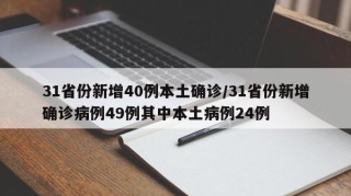 31省份新增40例本土确诊/31省份新增确诊病例49例其中本土病例24例