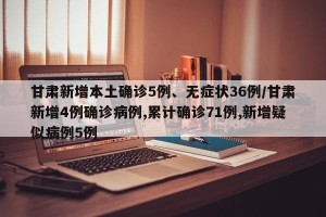 甘肃新增本土确诊5例、无症状36例/甘肃新增4例确诊病例,累计确诊71例,新增疑似病例5例